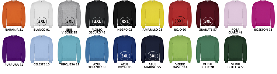 Sudadera ADULTO Unisex ROLY Clasica 50 Algodon 50 Poliester